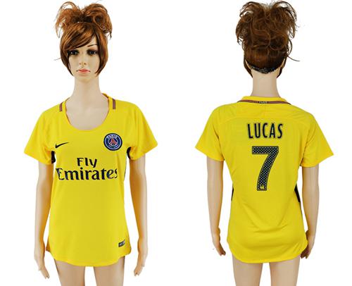 Women's Paris Saint-Germain #7 Lucas Away Soccer Club Jersey
